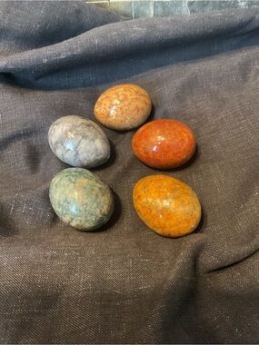 Polished Marble/Alabaster Stone Eggs - Multicolor Set of 5